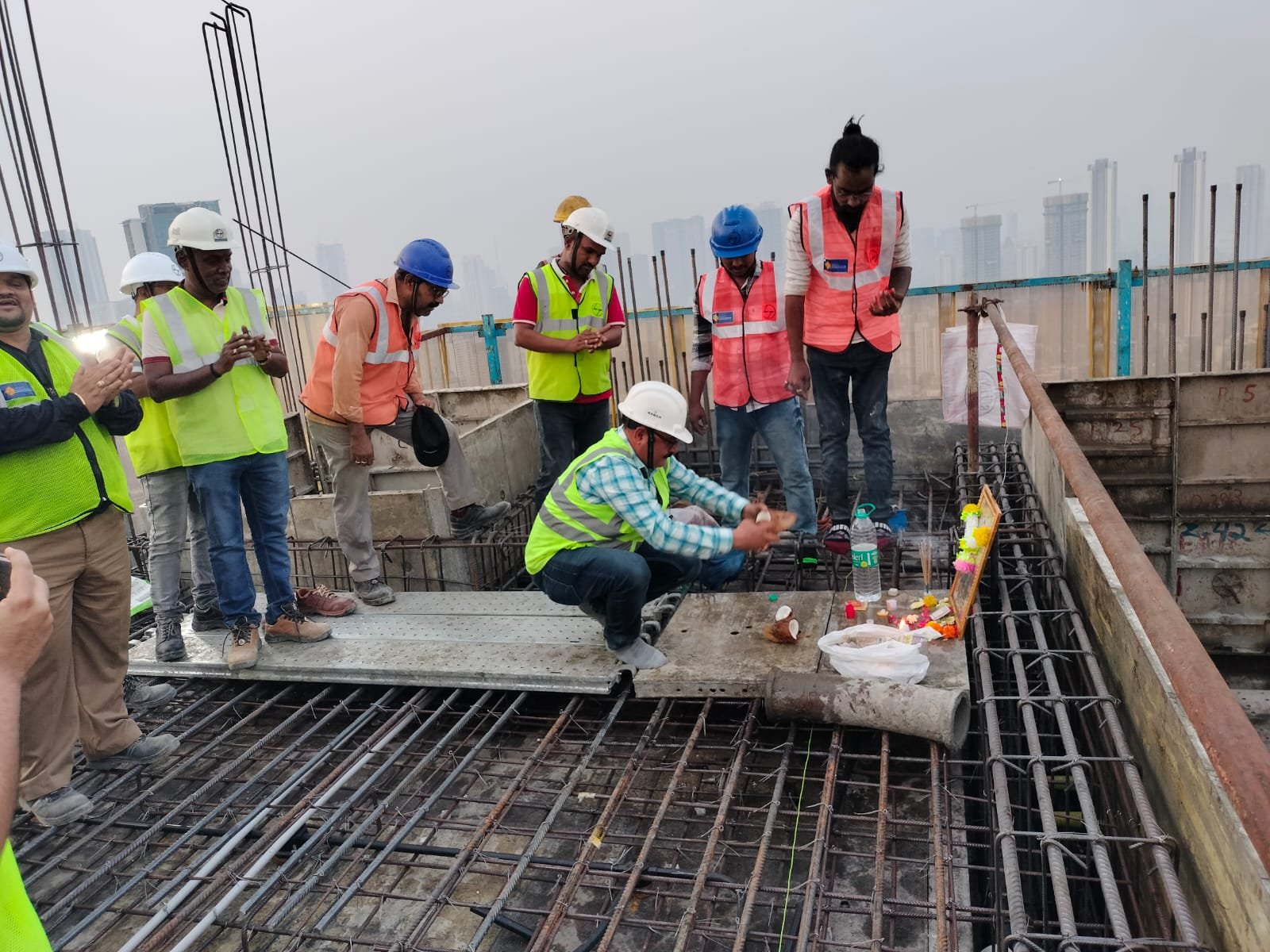 Bhoomi Pooja ceremony performed on site before the start of groundwork